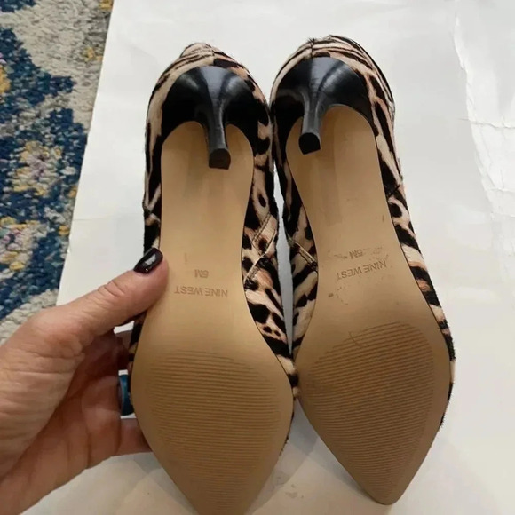 Nine West animal print heeled booties Faux fur Women’s size 5 Pointed toe - Picture 10 of 14